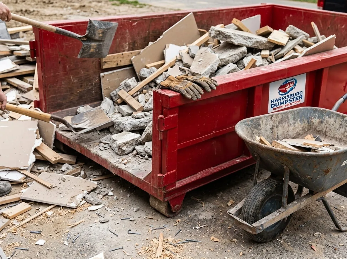 Roll-off dumpster delivered to a residential property in Camp Hill, PA