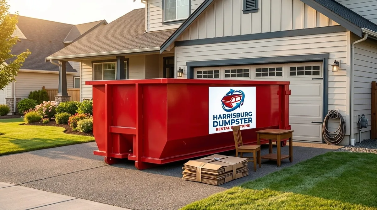 Roll-off dumpster delivered to a property in Lemoyne, PA