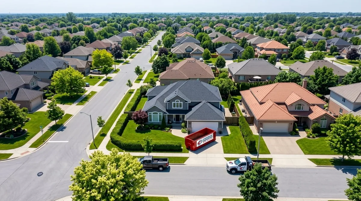 Aerial view of Harrisburg-area neighbourhoods served by Harrisburg Dumpster Rental Solutions